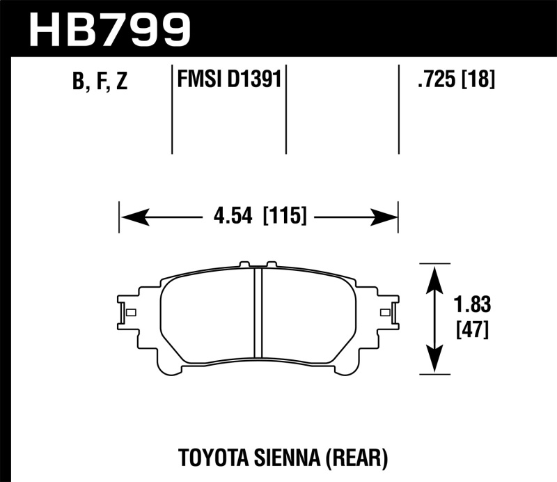 Toyota Highlander Brake Pads (1) - Rear - Hawk Performance - Performance Ceramic - `14-`16